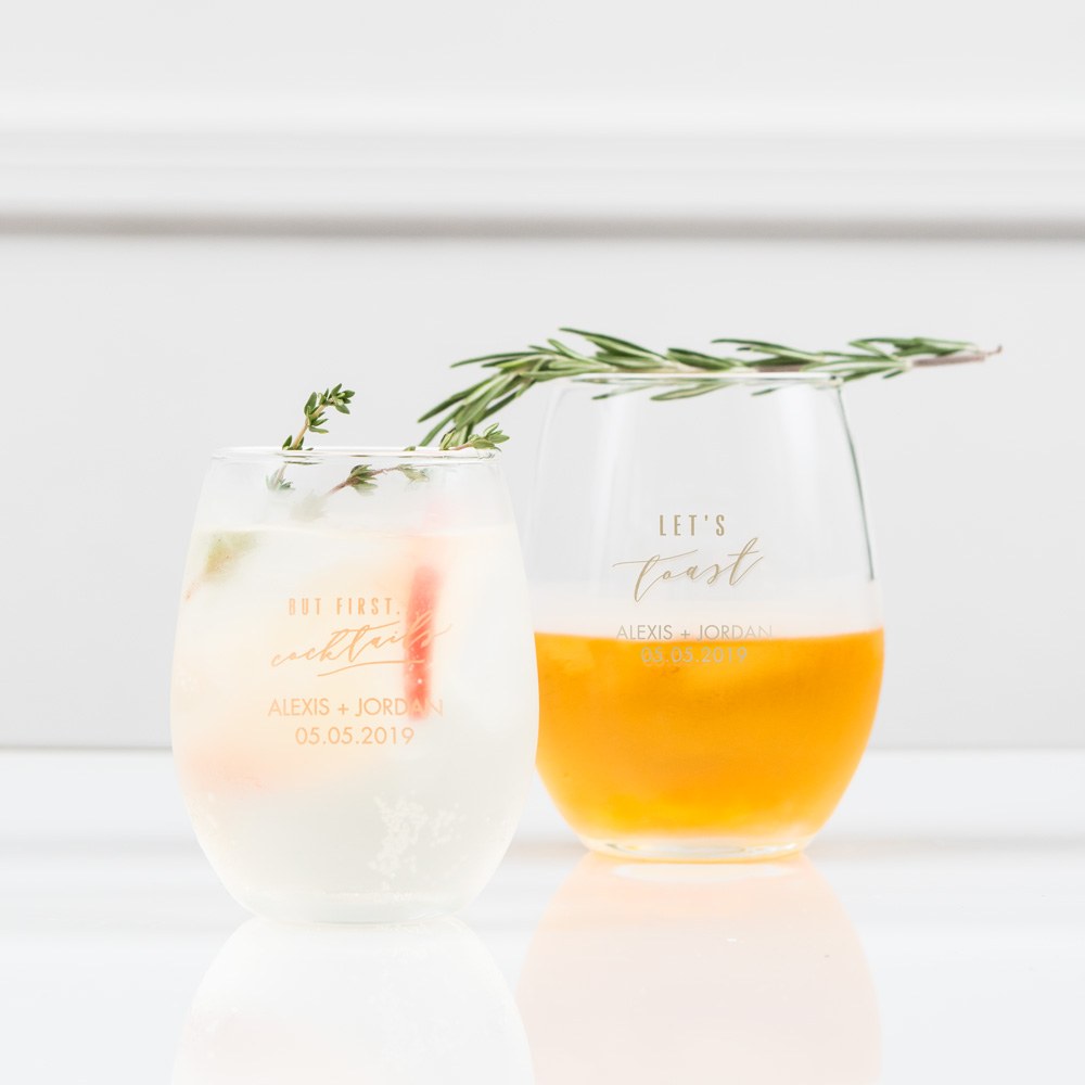 PERSONALIZED STEMLESS WINE GLASSES - SMALL