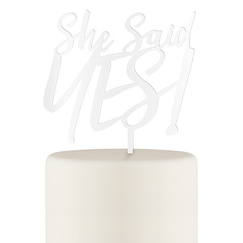 SHE SAID YES! ACRYLIC CAKE TOPPER - WHITE - AyaZay Wedding Shoppe