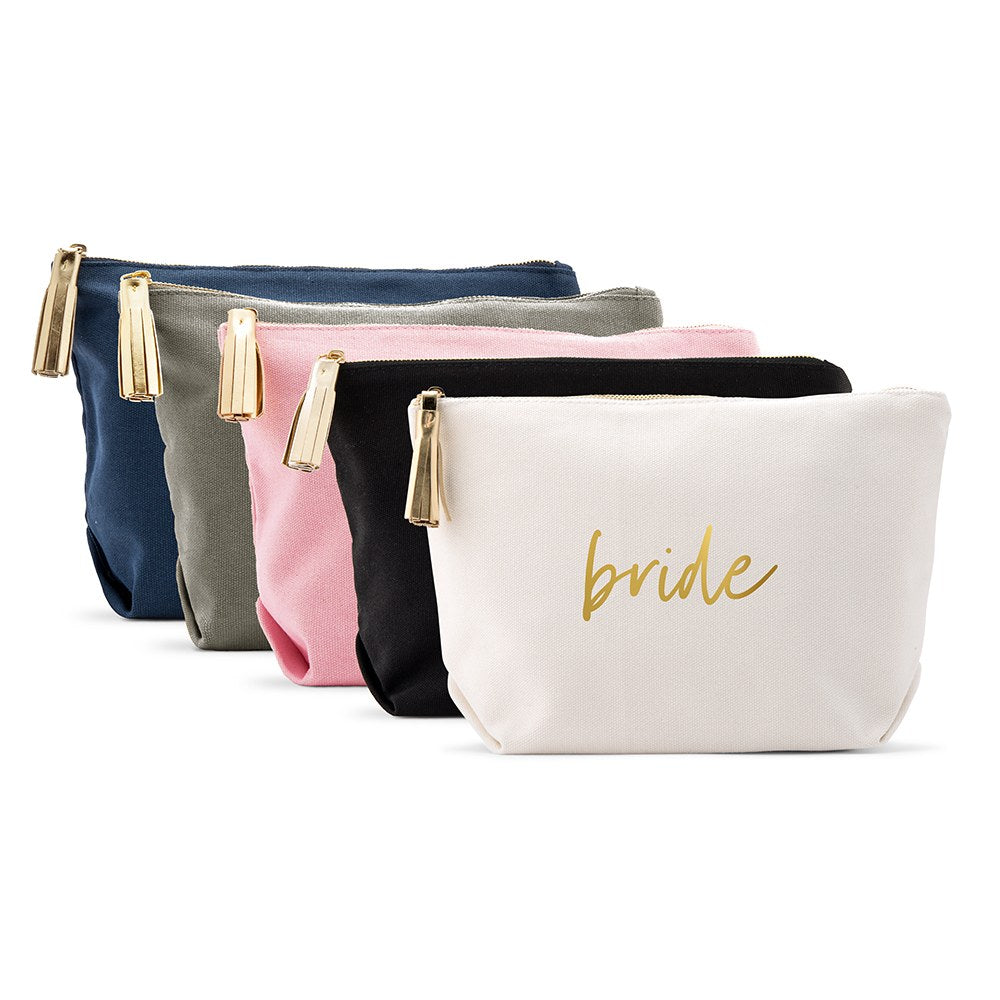 LARGE PERSONALIZED CANVAS MAKEUP & TOILETRY BAG FOR  WOMEN -  BRIDE SCRIPT