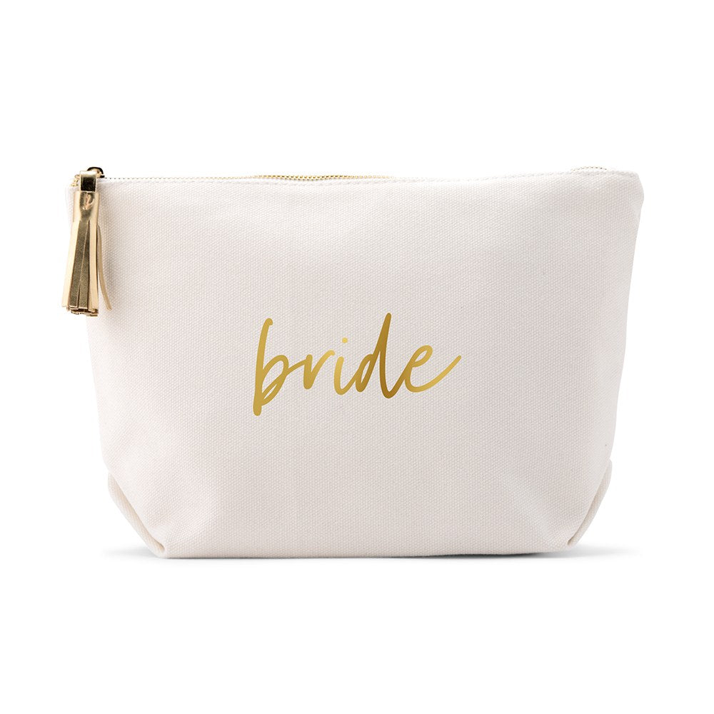 LARGE PERSONALIZED CANVAS MAKEUP & TOILETRY BAG FOR  WOMEN -  BRIDE SCRIPT