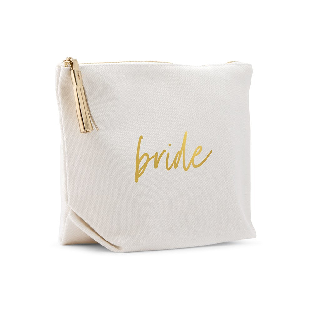 LARGE PERSONALIZED CANVAS MAKEUP & TOILETRY BAG FOR  WOMEN -  BRIDE SCRIPT