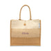 LARGE PERSONALIZED REUSABLE FABRIC BEACH TOTE - BURLAP OMBRE