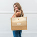 LARGE PERSONALIZED REUSABLE FABRIC BEACH TOTE - BURLAP OMBRE