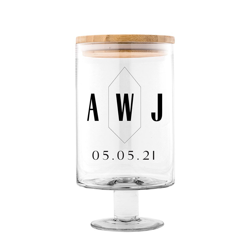 PERSONALIZED GLASS WEDDING WISHES GUESTBOOK JAR -  GEO MONOGRAM