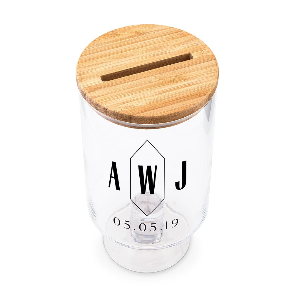 PERSONALIZED GLASS WEDDING WISHES GUESTBOOK JAR -  GEO MONOGRAM