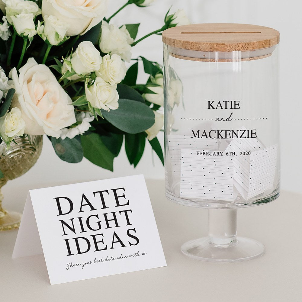 PERSONALIZED GLASS WEDDING WISHES GUESTBOOK JAR - CLASSIC COUPLE