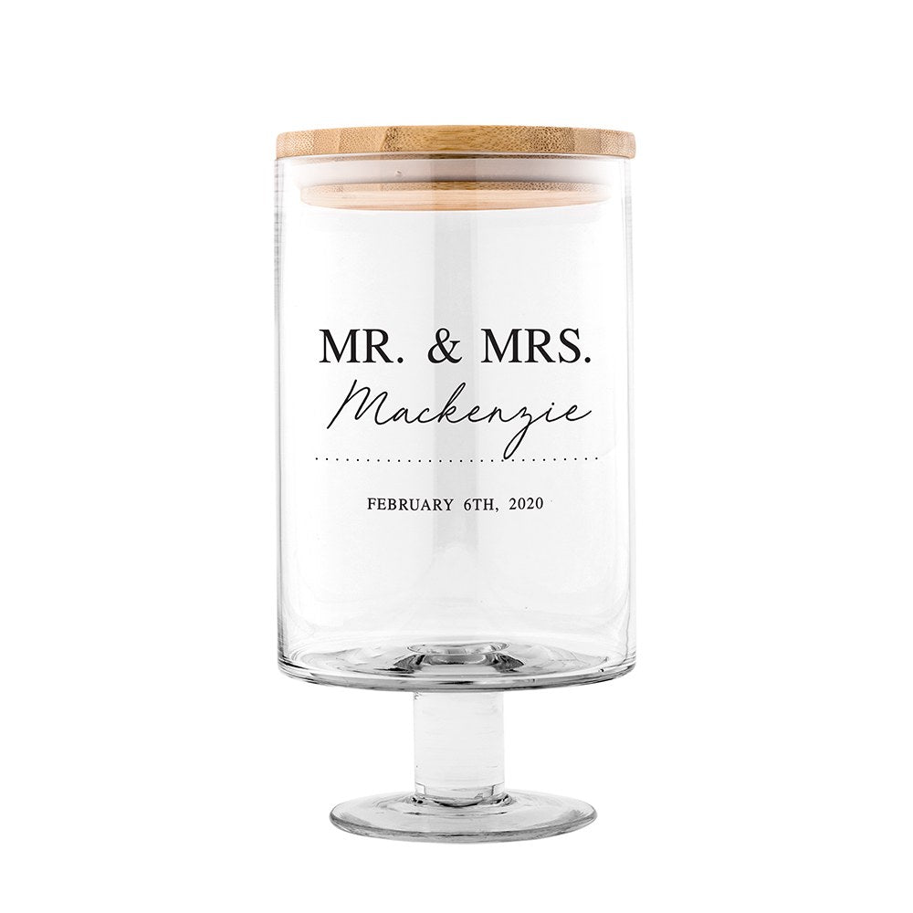 PERSONALIZED GLASS WEDDING WISHES GUESTBOOK JAR - MR. & MRS.