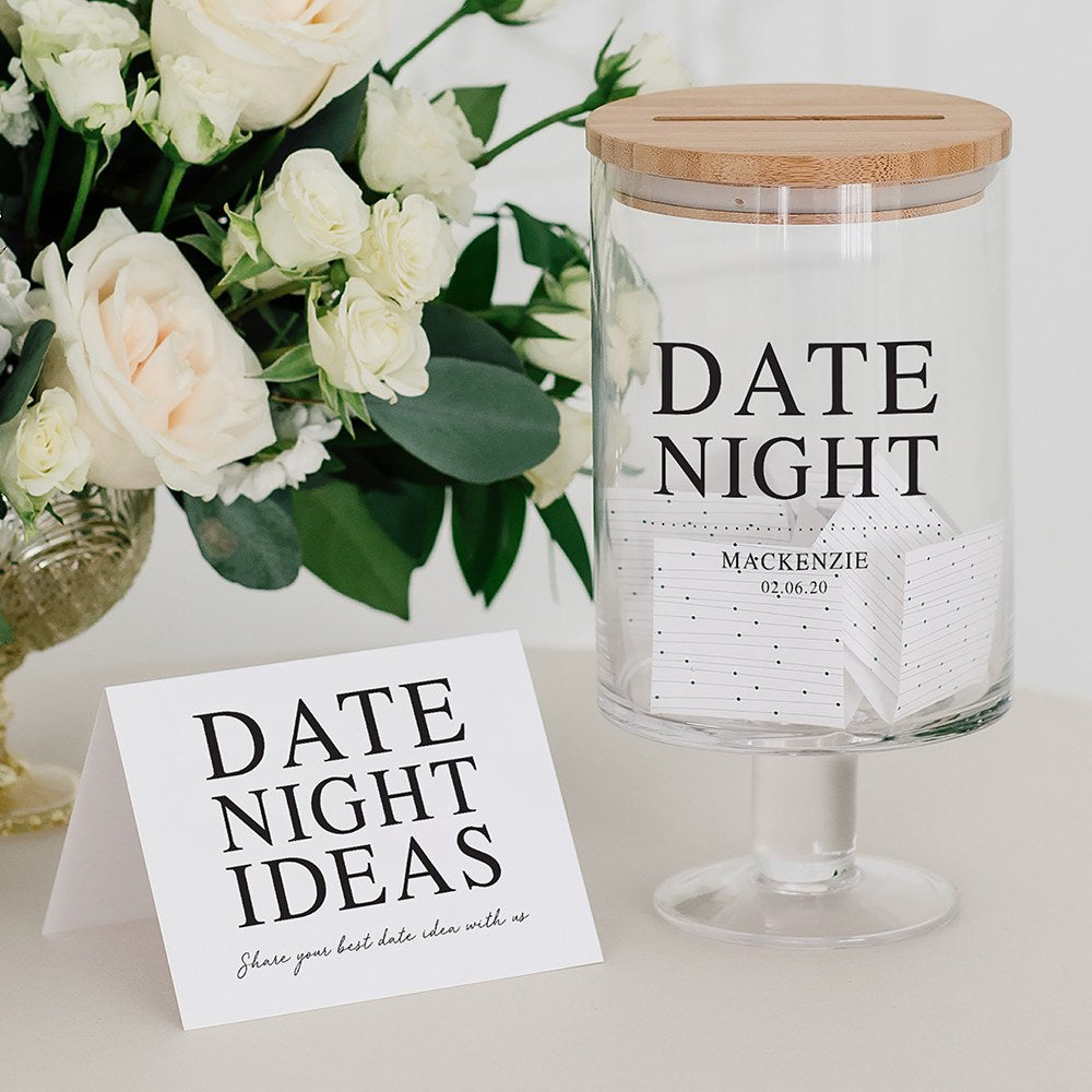 PERSONALIZED GLASS WEDDING WISHES GUESTBOOK JAR -  DATE NIGHT