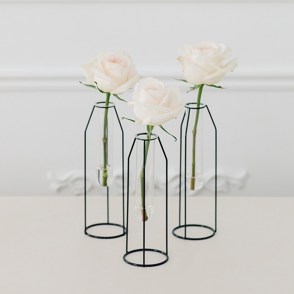 GEOMETRIC TIERED TEST TUBE FLOWER VASES - Set of 3