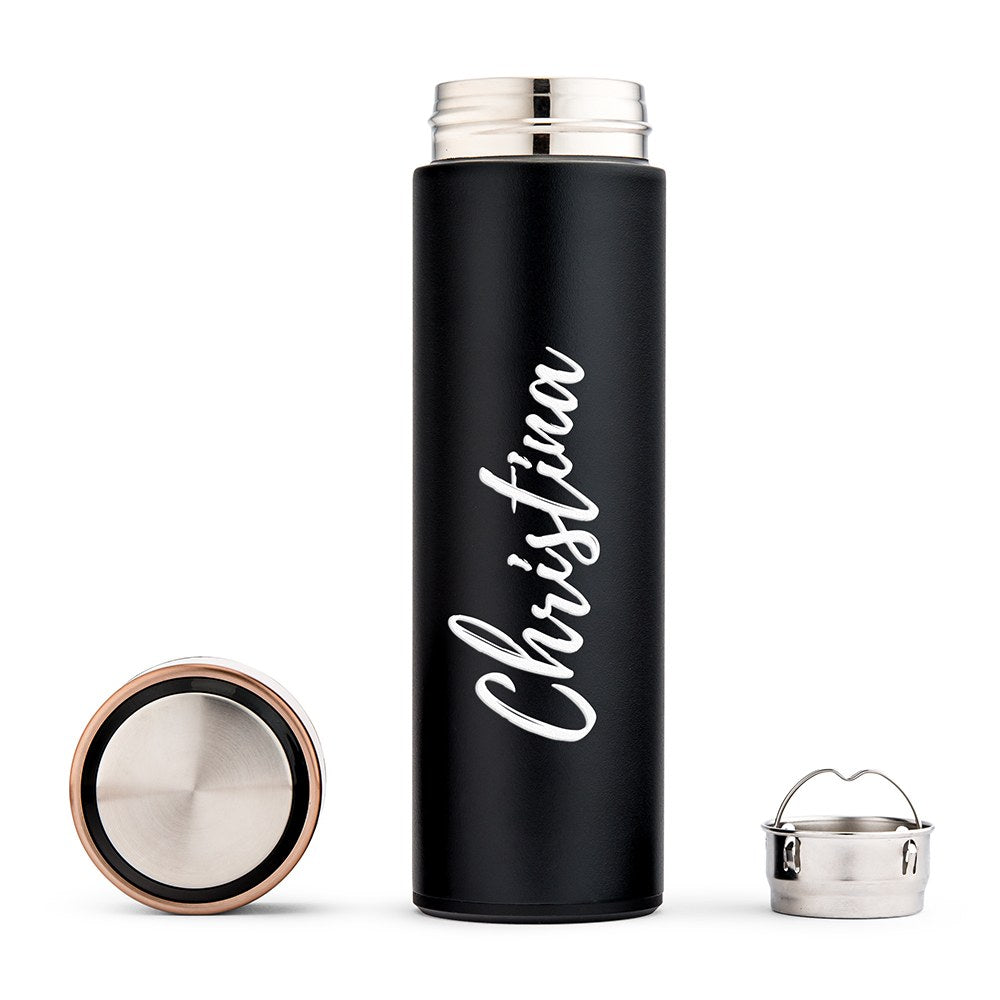 PERSONALIZED STAINLESS STEEL CYLINDER TRAVEL BOTTLE - CALLIGRAPHY