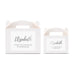 PERSONALIZED WHITE RECTANGLE PAPER BOX WITH HANDLE -  CALLIGRAPHY