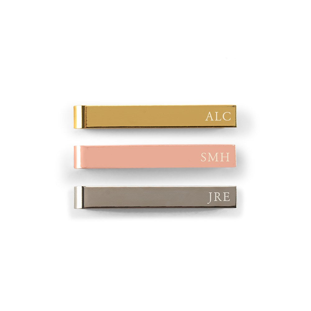 MEN'S CUSTOM STAINLESS STEEL TIE BAR - SERIF MONOGRAM