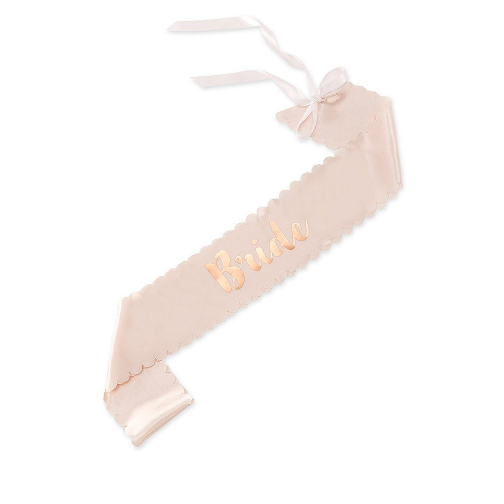 BLUSH PINK & ROSE GOLD SATIN BACHELORETTE PARTY SASH - BRIDE