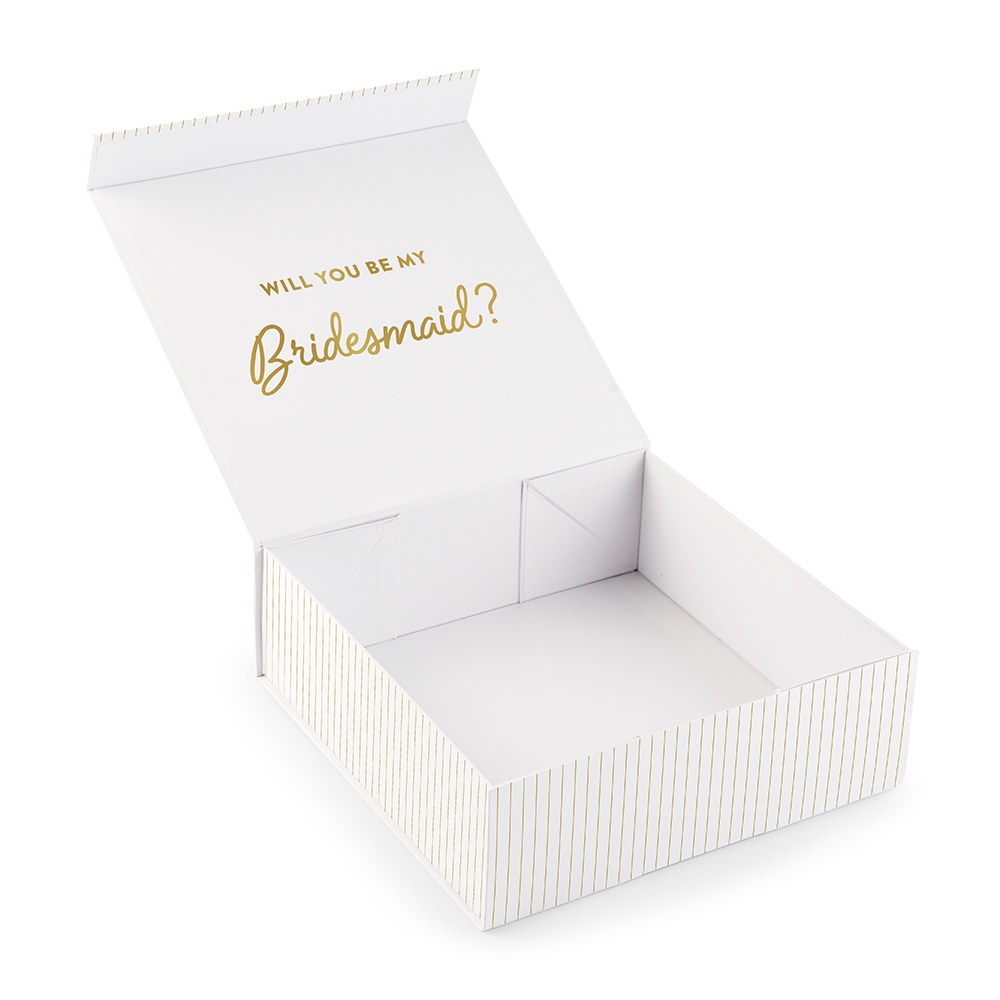 LARGE PERSONALIZED WHITE BRIDAL PARTY GIFT BOX WITH MAGNETIC LID -  CUSTOM TEXT