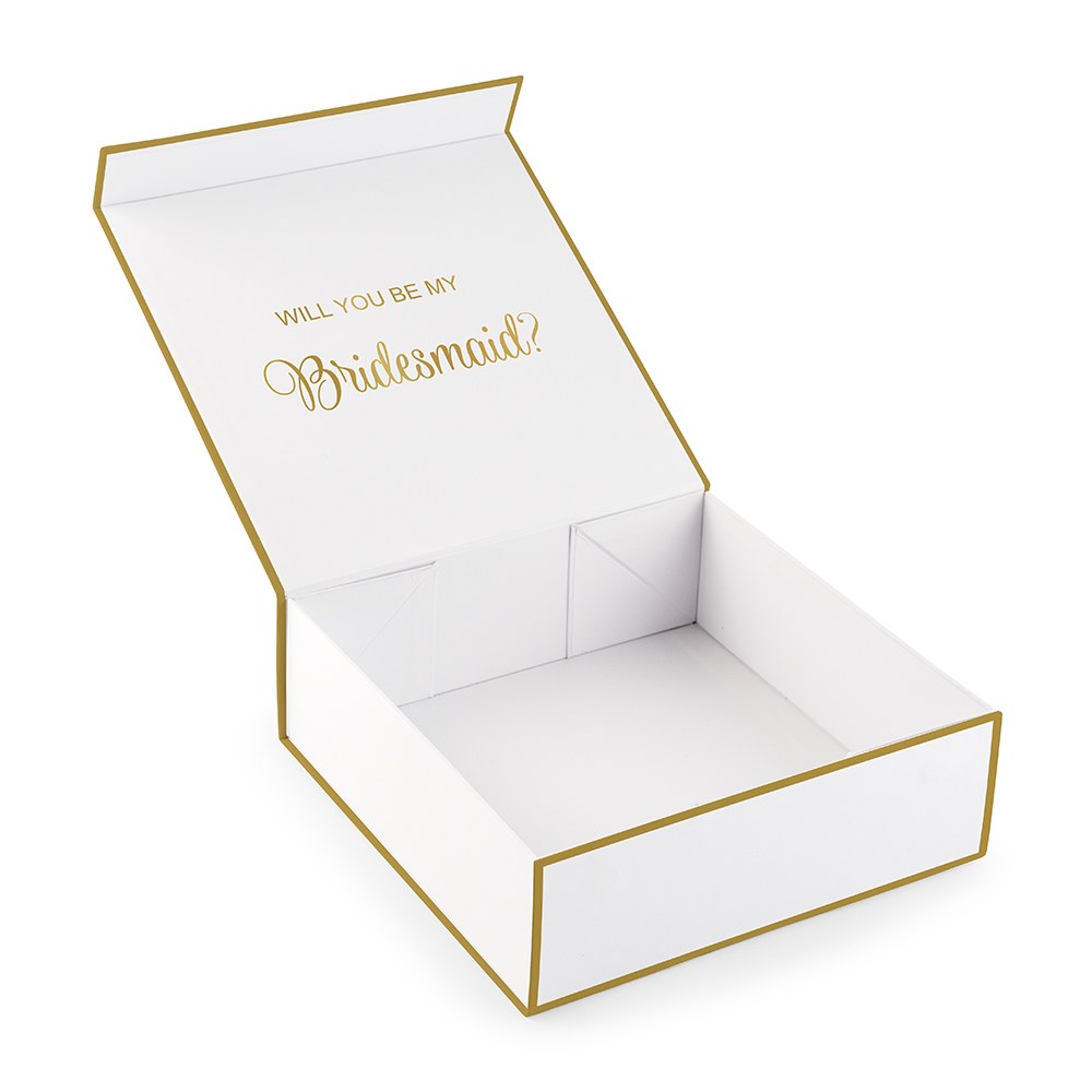 LARGE PERSONALIZED MODERN FLORAL BRIDAL PARTY GIFT BOX WITH MAGNETIC LID -  CALLIGRAPHY