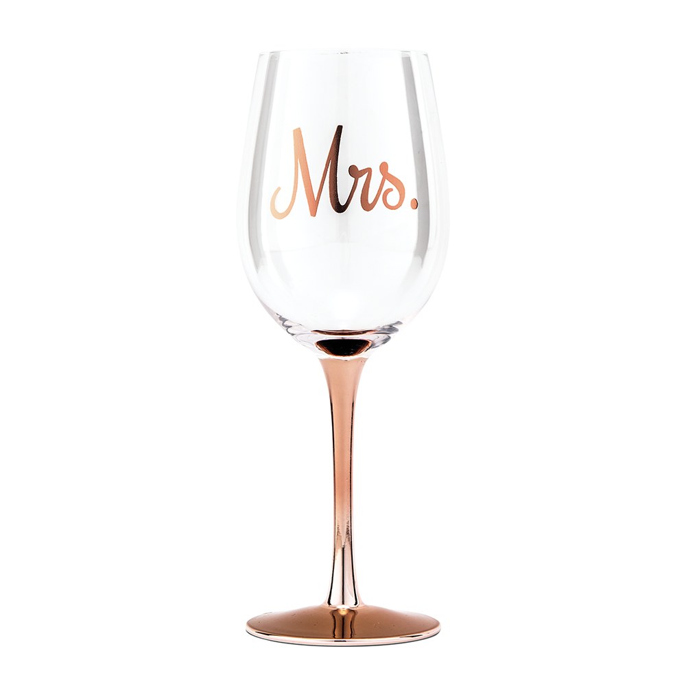 ROSE GOLD STEMMED 18 Oz. WINE GLASS - MRS