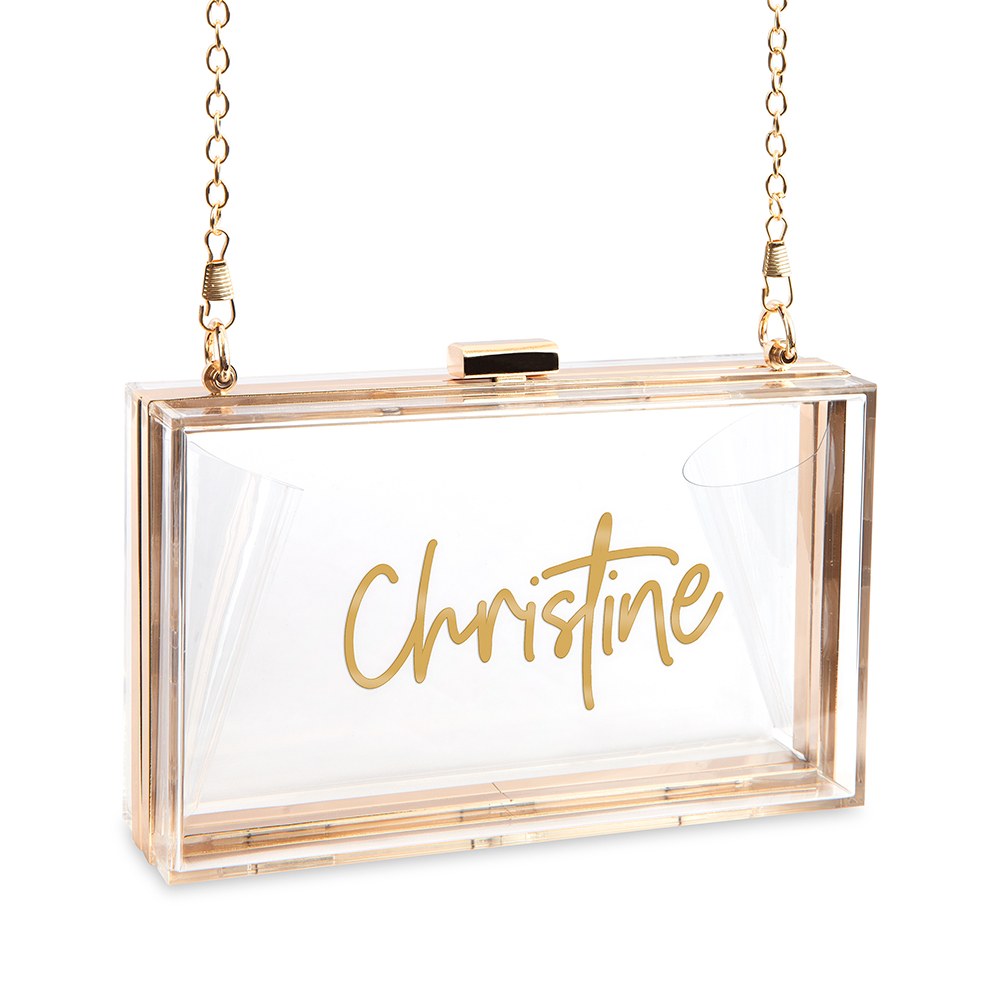 PERSONALIZED ACRYLIC BOX CLUTCH - SCRIPT FONT