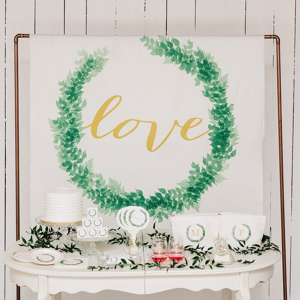 PRINTED PHOTO BACKDROP WEDDING DECORATION - LOVE WREATH