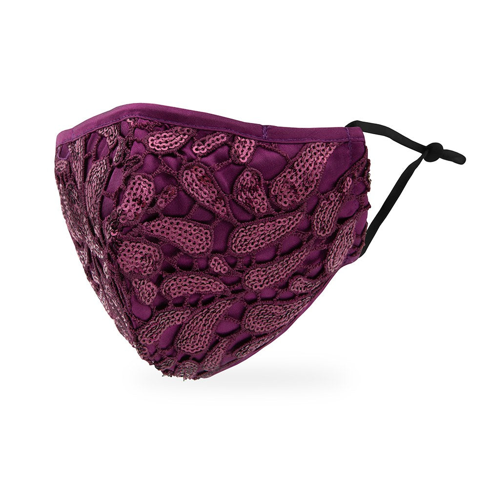 LUXURY REUSABLE, WASHABLE CLOTH FACE MASK WITH FILTER POCKET - PURPLE GARNET - AyaZay Wedding Shoppe