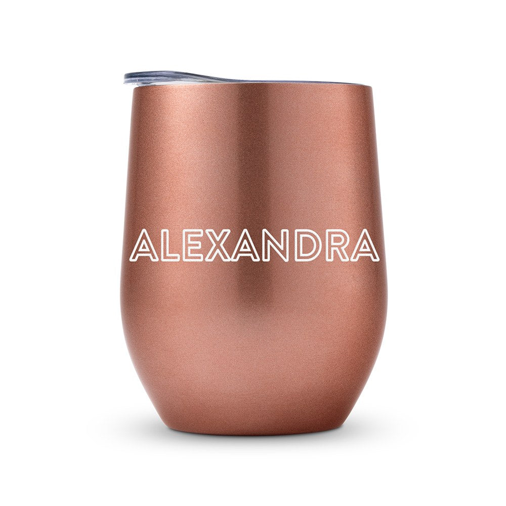 PERSONALIZED STEMLESS TRAVEL TUMBLER - LINE MONOGRAM PRINTING