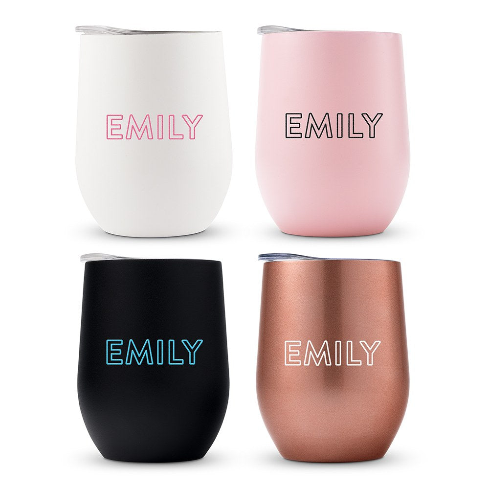 PERSONALIZED STEMLESS TRAVEL TUMBLER - LINE MONOGRAM PRINTING