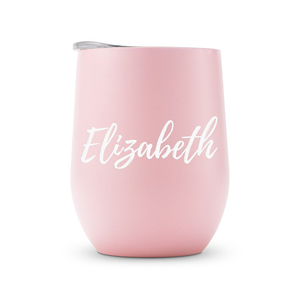 PERSONALIZED STEMLESS TRAVEL TUMBLER - CALLIGRAPHY