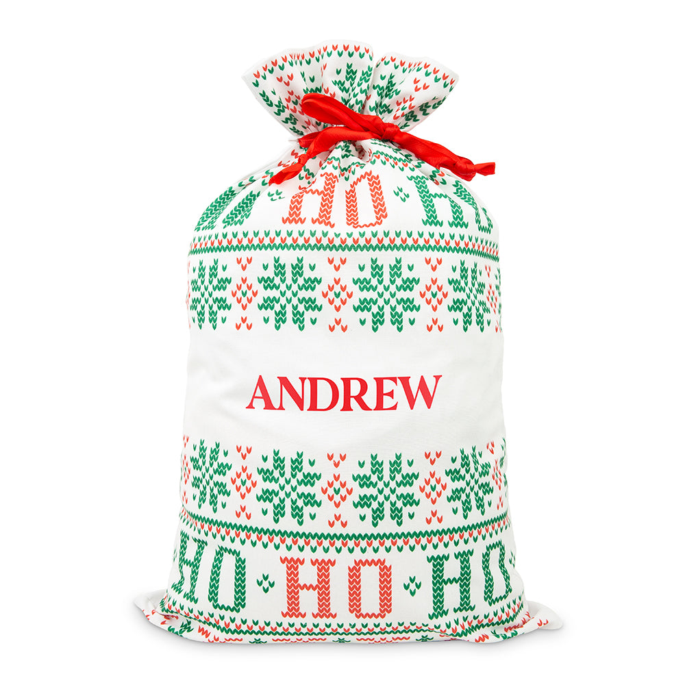 LARGE PERSONALIZED DRAWSTRING SANTA SACK FOR GIFTS - HO HO HO - AyaZay Wedding Shoppe