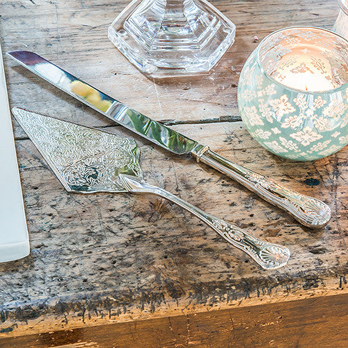 VINTAGE INSPIRED SILVER CAKE SERVING SET - AyaZay Wedding Shoppe