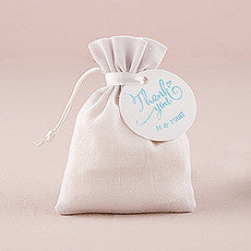 WHITE LINEN DRAWSTRING FAVOUR BAG (6/pkg) - AyaZay Wedding Shoppe
