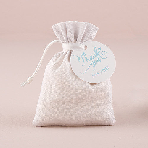 WHITE LINEN DRAWSTRING FAVOUR BAG (6/pkg) - AyaZay Wedding Shoppe