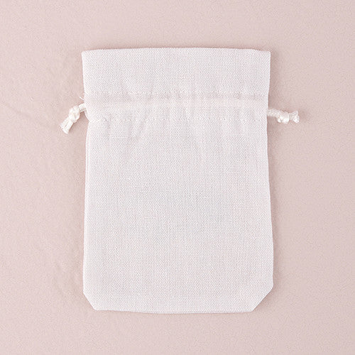 WHITE LINEN DRAWSTRING FAVOUR BAG (6/pkg) - AyaZay Wedding Shoppe