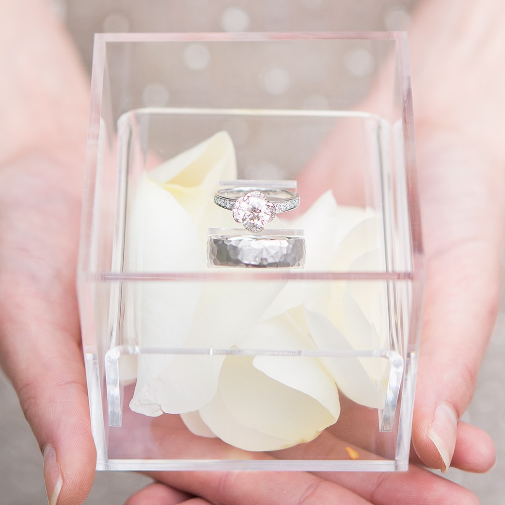 SMALL ACRYLIC WEDDING RING BOX - THE ADVENTURE BEGINS