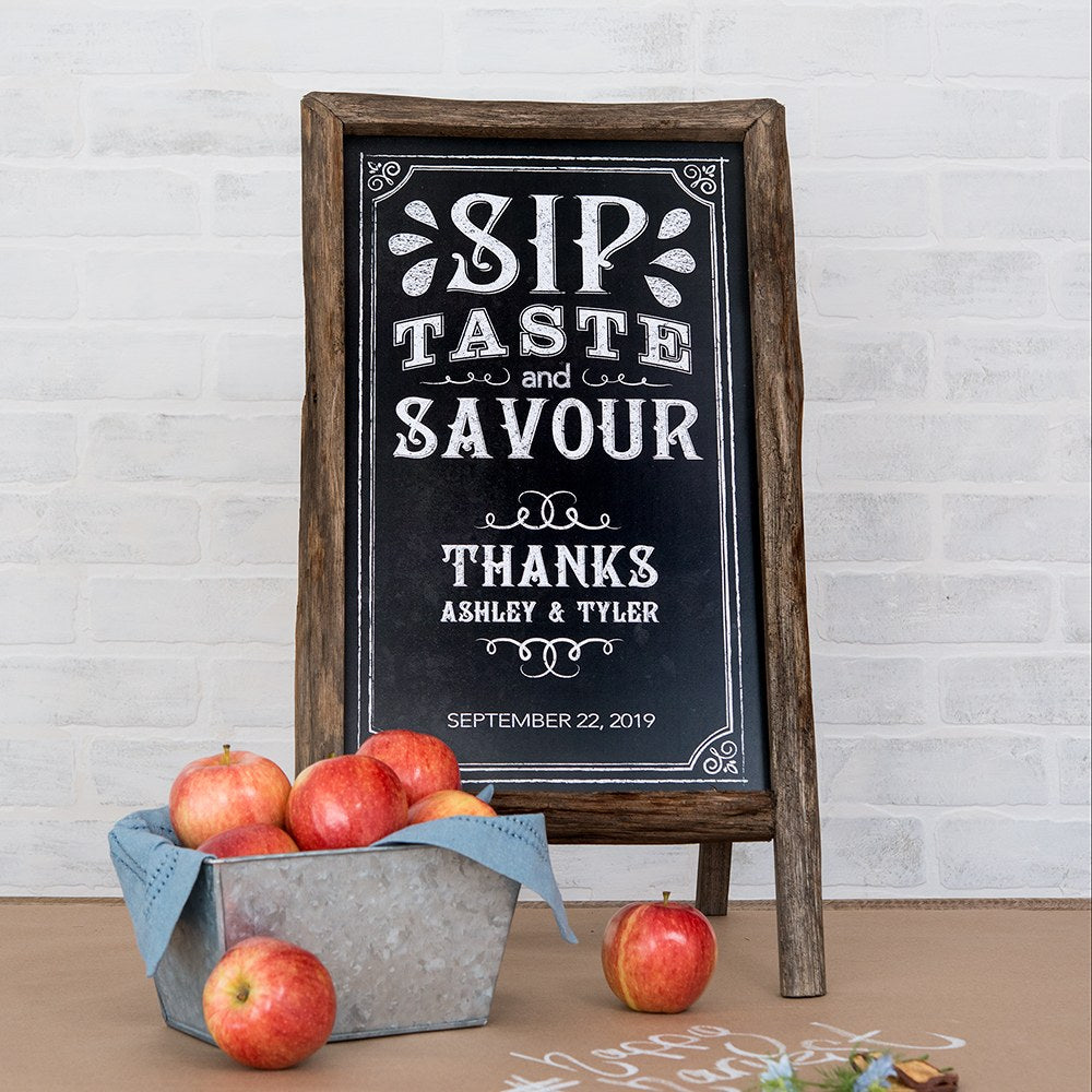 SELF STANDING CHALKBOARD SIGN WITH RUSTIC WOOD FRAME - AyaZay Wedding Shoppe