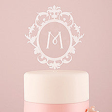 CLASSIC FLOATING MONOGRAM WHITE ACRYLIC CAKE TOPPER - AyaZay Wedding Shoppe