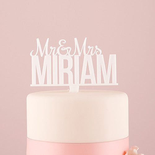 PERSONALIZED MR. AND MRS. WHITE ACRYLIC CAKE TOPPER - AyaZay Wedding Shoppe