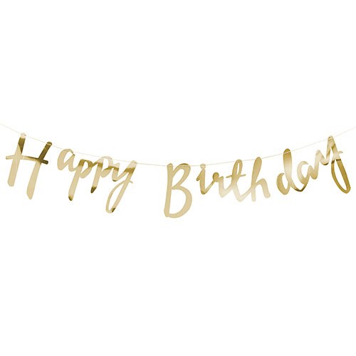 HAPPY BIRTHDAY BANNER - METALLIC GOLD - AyaZay Wedding Shoppe