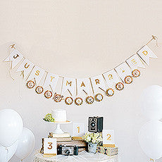 GOLD FOIL "JUST MARRIED" PENNANT BANNER - AyaZay Wedding Shoppe