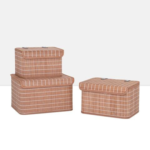 KUMI BAMBOO 3 PIECE NESTED STORAGE BASKET WITH LID SET