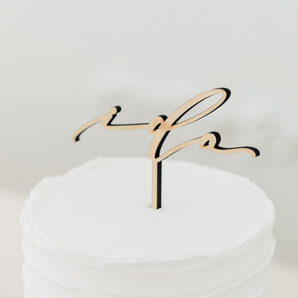 NATURAL WOOD CAKE TOPPER - I DO