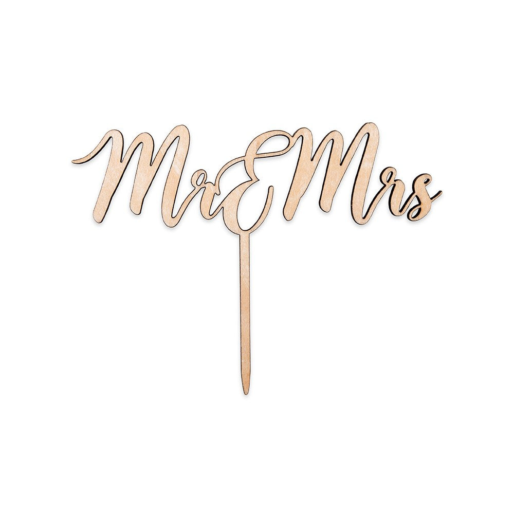 NATURAL WOOD CAKE TOPPER - MR. & MRS.