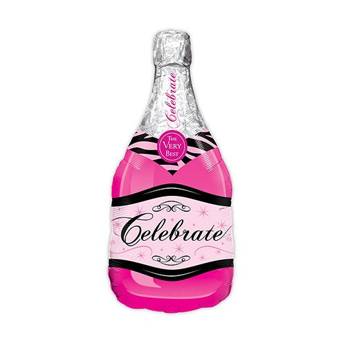 MYLAR FOIL HELIUM PARTY BALLOON DECORATION - MAGENTA PINK CHAMPAGNE BOTTLE - AyaZay Wedding Shoppe