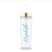 GOLD PERSONALIZED PLASTIC DRINK TUMBLER - CALLIGRAPHY TEXT PRINTING