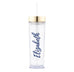 GOLD PERSONALIZED PLASTIC DRINK TUMBLER - CALLIGRAPHY TEXT PRINTING