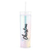 IRIDESCENT PERSONALIZED PLASTIC DRINK TUMBLER - CALLIGRAPHY TEXT PRINTING
