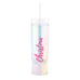 IRIDESCENT PERSONALIZED PLASTIC DRINK TUMBLER - CALLIGRAPHY TEXT PRINTING
