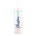 IRIDESCENT PERSONALIZED PLASTIC DRINK TUMBLER - CALLIGRAPHY TEXT PRINTING