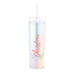 IRIDESCENT PERSONALIZED PLASTIC DRINK TUMBLER - CALLIGRAPHY TEXT PRINTING