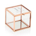 SMALL GLASS JEWELRY BOX WITH ROSE GOLD EDGES - MODERN SERIF INITIAL ETCHING - AyaZay Wedding Shoppe