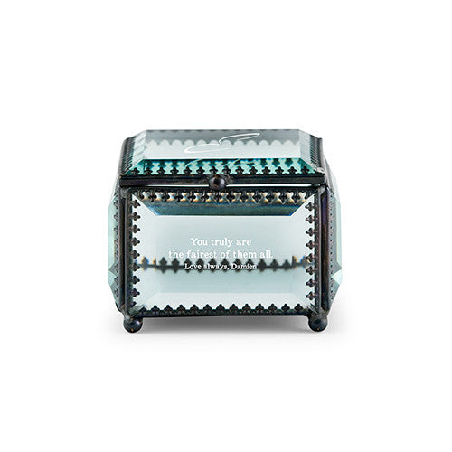 VINTAGE INSPIRED GLASS JEWELLERY BOX - PERSONALIZED ETCHING - AyaZay Wedding Shoppe