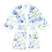 BLUE WATERCOLOR FLORAL SILKY KIMONO ROBE ON WHITE - AyaZay Wedding Shoppe